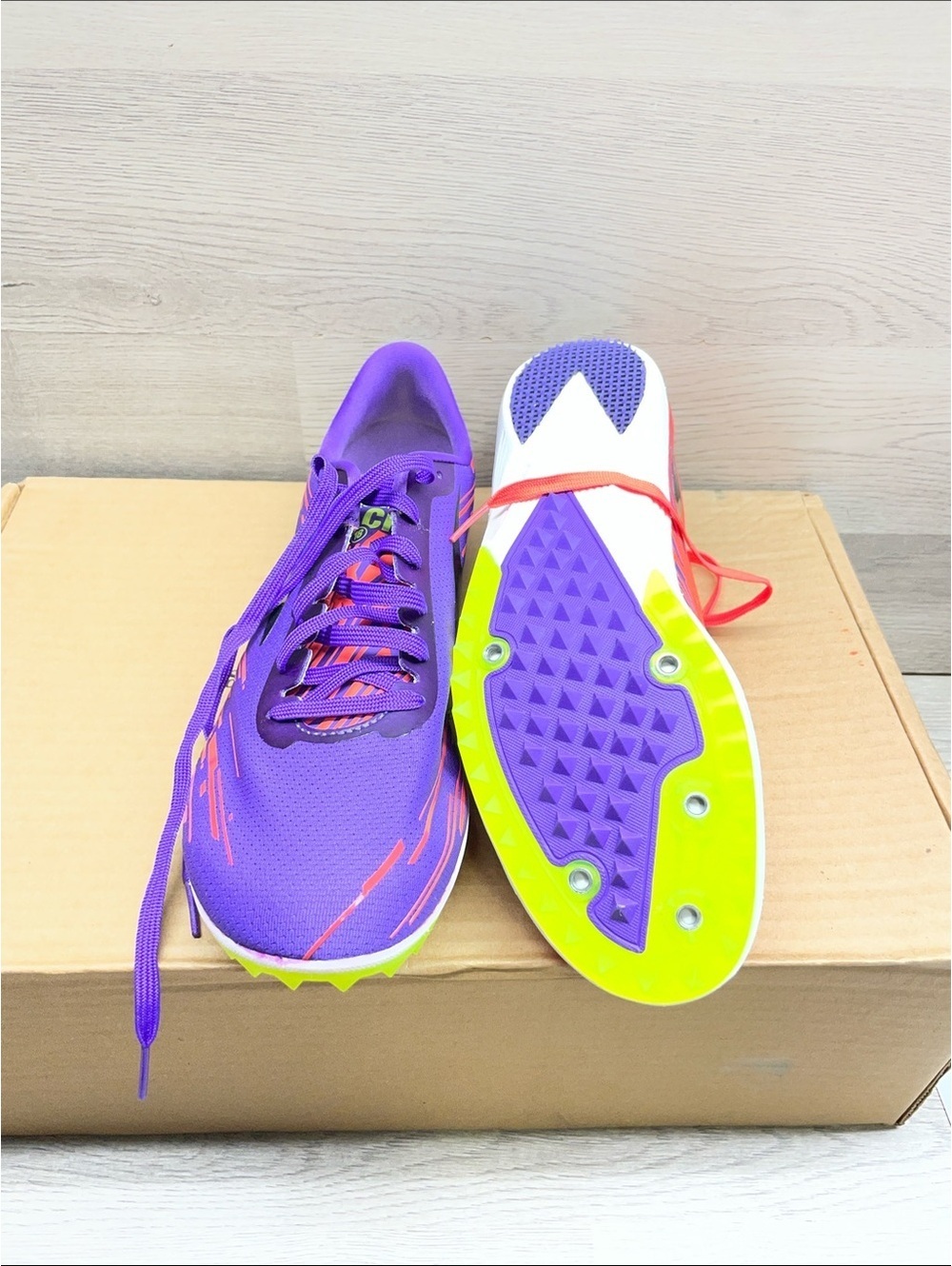 Brooks Women's Purple Track Shors with Neon Yellow and Orange Accents #277